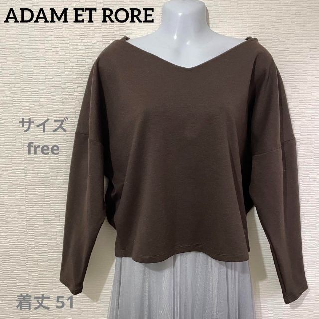 AER ADAM ET ROPE(アダムエロペ)の＊アダムスロペ Ｖラインで首元細見え ブラウン トップス シンプル カジュアル レディースのトップス(ニット/セーター)の商品写真