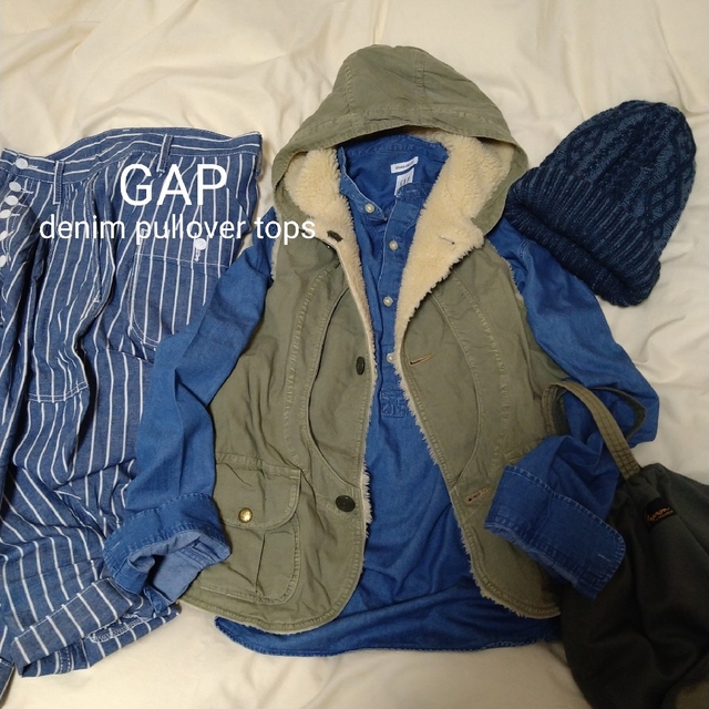 GAP(ギャップ)のギャップ GAP ヘンリーネック ダンガリーデニムプルオーバートップス メンズのトップス(シャツ)の商品写真