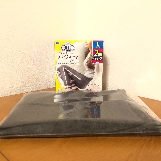 ふわっとキュッとパジャマレギンスグレーアンドピンクセットLサイズ お