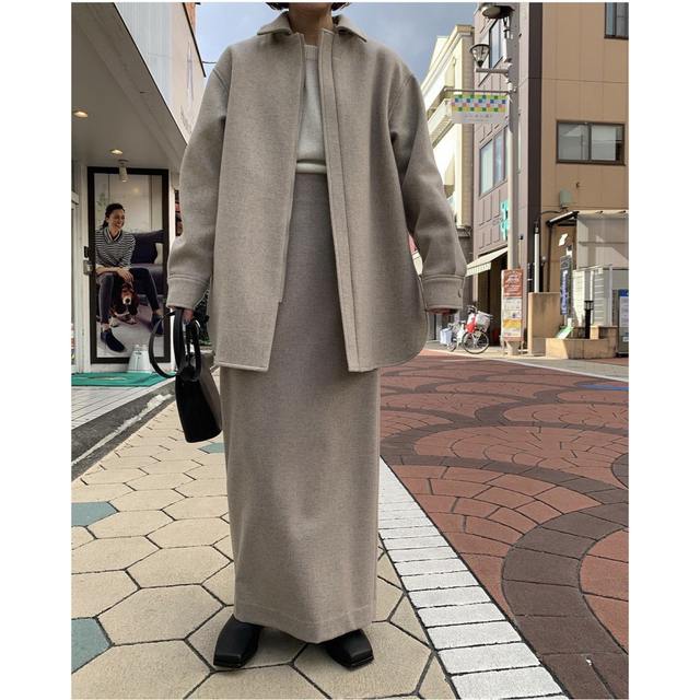 オールノット タグ付き オーラリー ライトメルトンジップシャツ