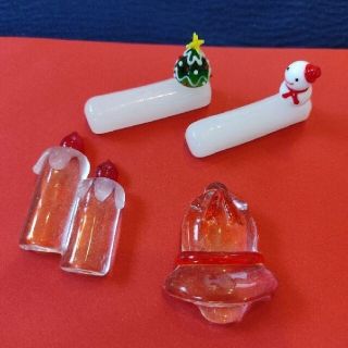 アフタヌーンティー(AfternoonTea)の箸置き　クリスマス　4個セット　かわいい　ガラス　廣瀬硝子　アフタヌーンティー(カトラリー/箸)