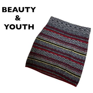 ビューティアンドユースユナイテッドアローズ(BEAUTY&YOUTH UNITED ARROWS)のBEAUTY&YOUTH タイトスカート ミニ丈 ヘリンボーン柄 ウール(ミニスカート)