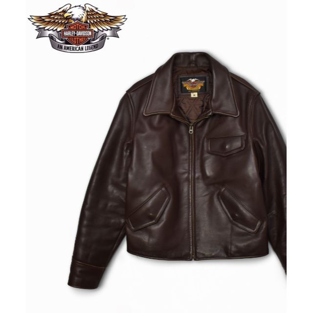 Harley Davidson(ハーレーダビッドソン)のHARLEY-DAVIDSON ハーレーダビッドソン シングル レザージャケット メンズのジャケット/アウター(レザージャケット)の商品写真