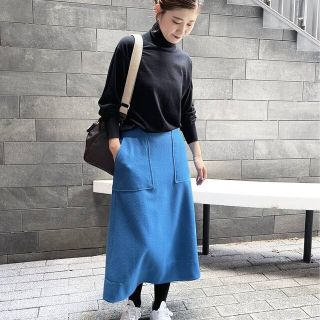 スピックアンドスパン(Spick & Span)の【現行品】Spick & Span ビーバーメルトントラペーズスカート(ロングスカート)