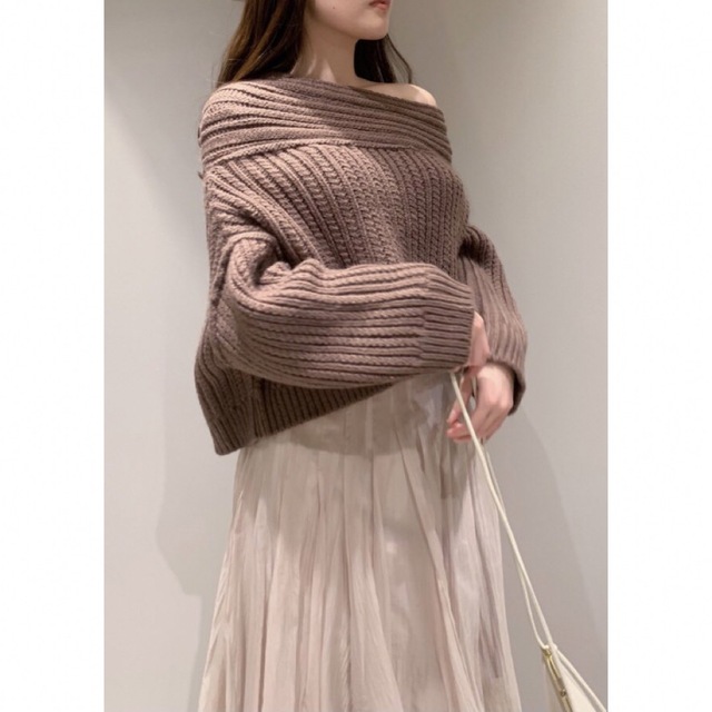 snidel ONLINE限定 アシメケーブルニット×プリントスカートセット