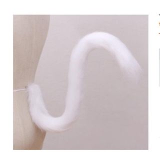 猫しっぽ　ネココスプレ　ホワイト80cm(小道具)