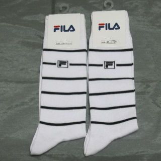 フィラ(FILA)の【2足セット】FILA・白地に黒のボーダーライン・25ー27☆彡a^^a(ソックス)