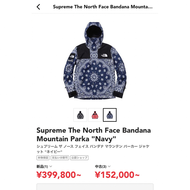 Supreme ノースフェイス Bandana Mountain Parka