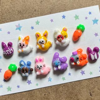 ビーティーイシビル(BT21)の3dネイルパーツ【BT21RABBIT  バンタン BT21  痛ネイル】(デコパーツ)