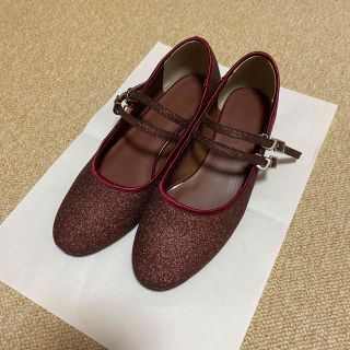 メリージェニー(merry jenny)のmerry jenny グリッターダブルストラップshoes パンプス ワイン(ハイヒール/パンプス)