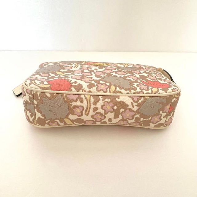 美品】コーチ ポーチ ミニバッグ リストレット チェーン 花柄 ピンク