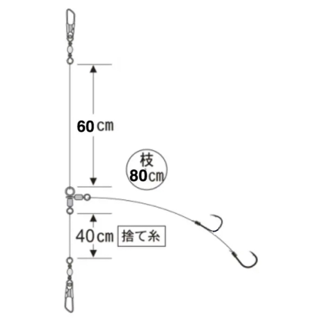 泳がせ仕掛け 2本針 3本セット　ヒラメ用 スポーツ/アウトドアのフィッシング(釣り糸/ライン)の商品写真