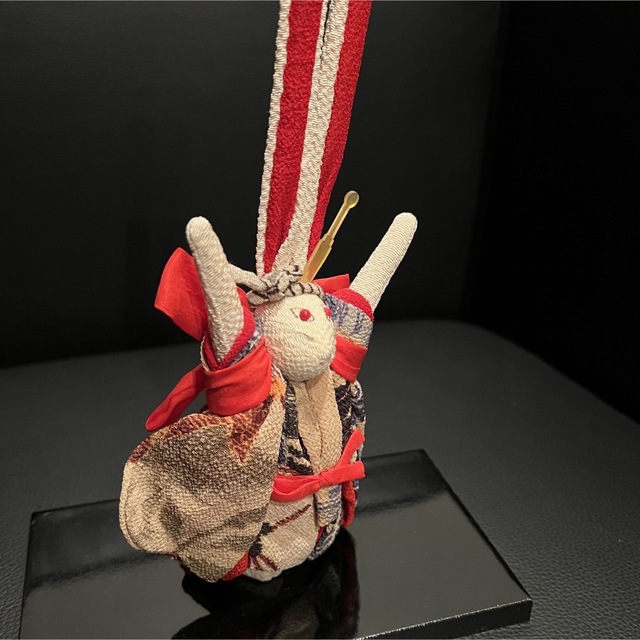 作家 亀持ち亀兎 うさぎ ウサギ 干支 卯年 置物 飾り オブジェ 人形 古布