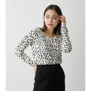 アズールバイマウジー(AZUL by moussy)のアズールバイマウジー レオパード柄 2WAY LEOPARD KNIT(カットソー(長袖/七分))