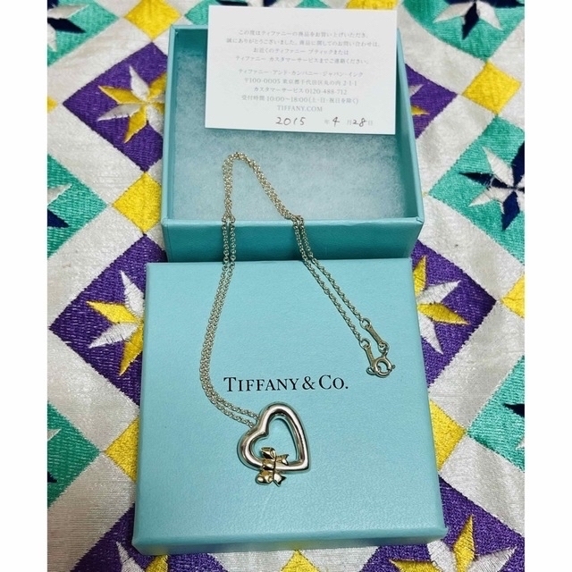 Tiffany & Co.(ティファニー)の美品　ティファニー　ハート×リボン　ネックレス　silver×金750 コンビ レディースのアクセサリー(ネックレス)の商品写真