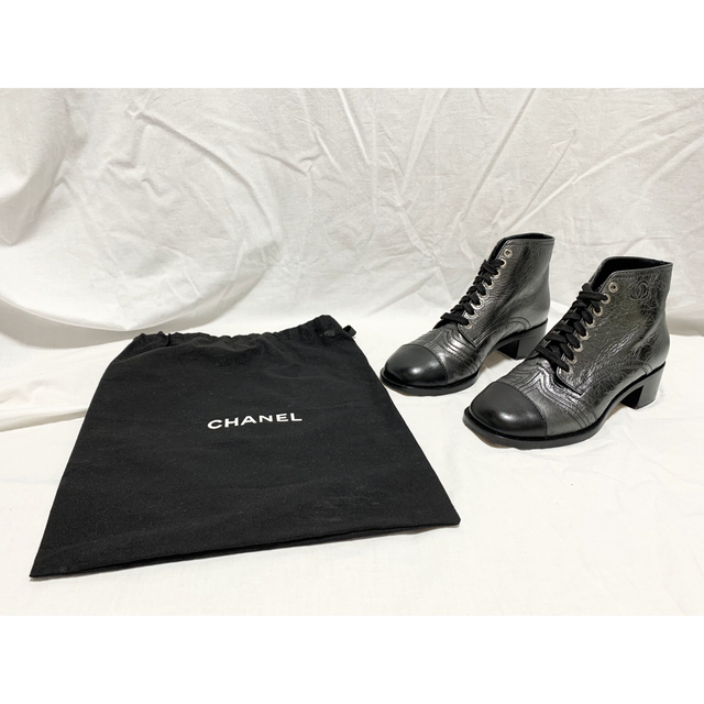 美品 シャネル ココマーク レザー ショートブーツ 37C 23.5~24cm