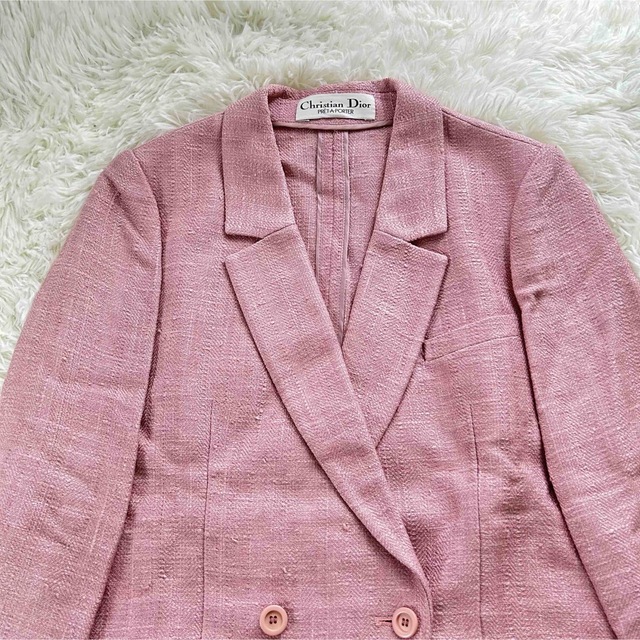 Christian Dior ツイード ピンク ダブル スカートスーツ