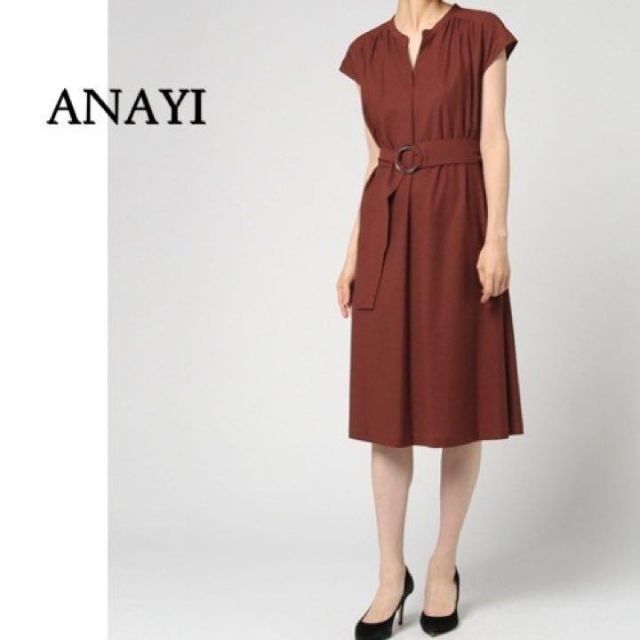 ANAYI - 上品なお色とシルエット♪ ベルト付きカットソーワンピース S ...