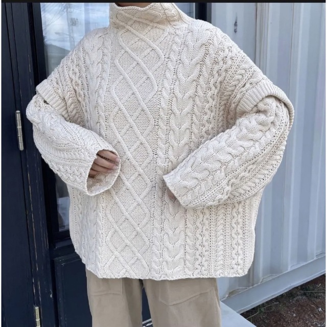 flen original highneck 2way cable knit