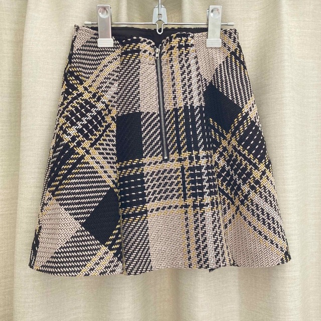 レディース チェック柄 プリーツ ミニスカート S ベージュ レディースのスカート(ミニスカート)の商品写真