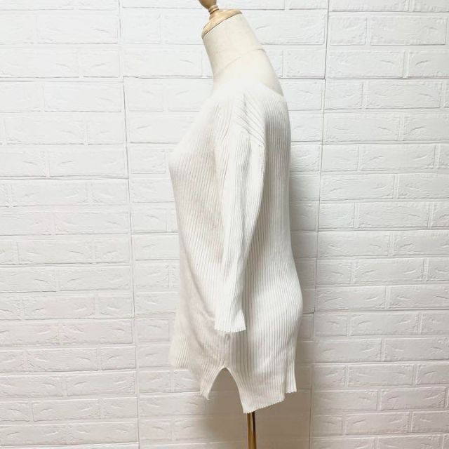 Mila Owen(ミラオーウェン)の純白で清楚な印象♡ミラオーウェン 7分袖 ニットトップス ロング丈 S レディースのトップス(ニット/セーター)の商品写真