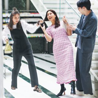 スタイリング(styling/)の新品タグ付き　styling/ シャーリングスリーブツイードドレス　ワンピース(ロングワンピース/マキシワンピース)