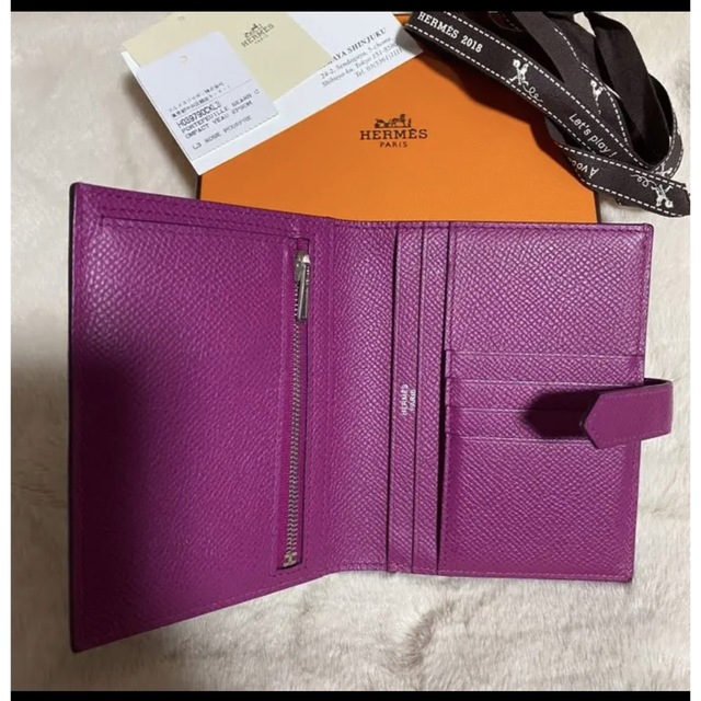 Hermes - 【超美品】エルメス ベアンコンパクト ローズパープル 折財布 ...