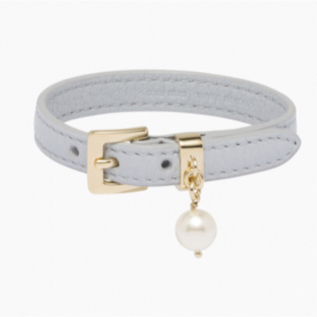 MIUMIU マドラスレザーブレスレッド ブルー 真珠-