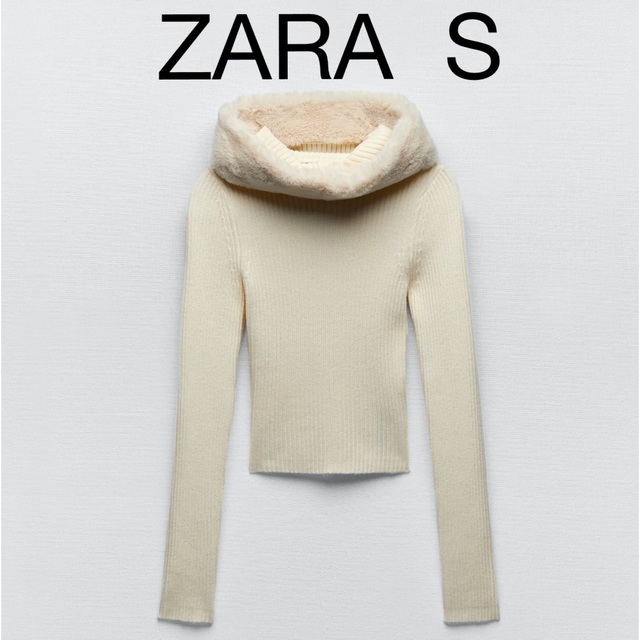 ZARA ザラ フェイクファーフードニットセーター