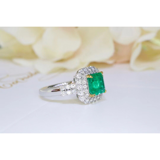 天然 エメラルド ダイヤ リング1.9ct k18 f