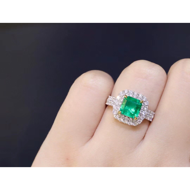 天然 エメラルド ダイヤ リング1.9ct k18 f