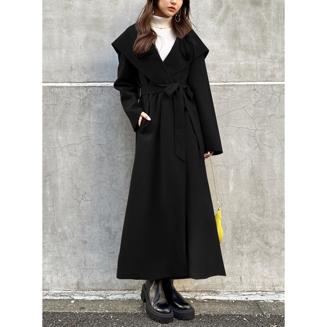 GRL - 【新品】GRL リボンベルト付きビッグカラーコート[ze679 GRL - 【新品】GRL リボンベルト付きビッグカラーコート[ze679