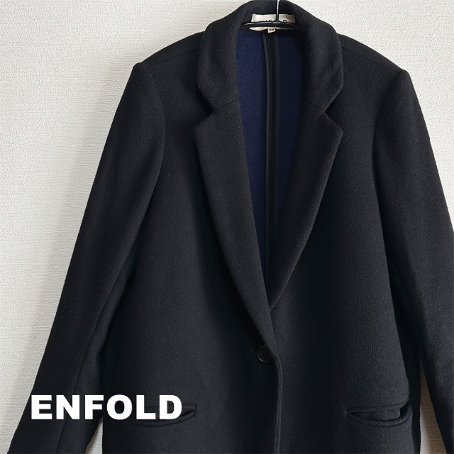 ENFOLD(エンフォルド)の【ENFOLD】エンフォルド ブラックボディ ウール クラシック コート レディースのジャケット/アウター(ロングコート)の商品写真