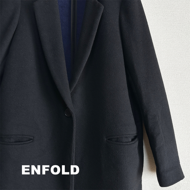 ENFOLD(エンフォルド)の【ENFOLD】エンフォルド ブラックボディ ウール クラシック コート レディースのジャケット/アウター(ロングコート)の商品写真