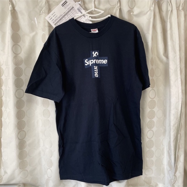 Supreme cross box logo tee navy M 紺 ネイビー 専門ショップ 51.0 ...