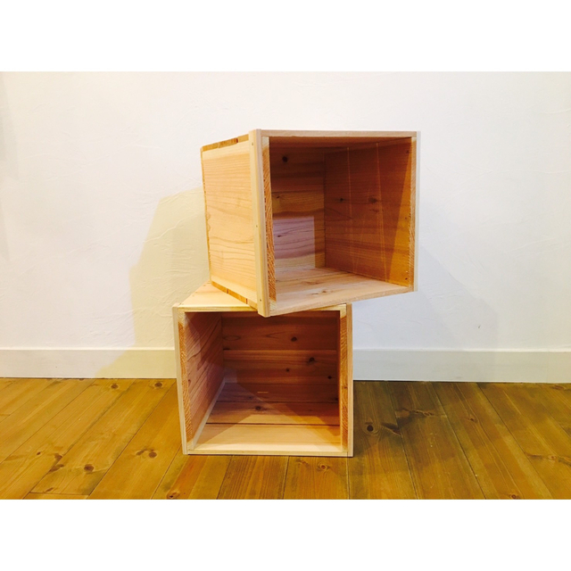 りんご箱 【平箱 2箱】【角箱 2箱】 // ウッドボックス 木箱 収納 木製