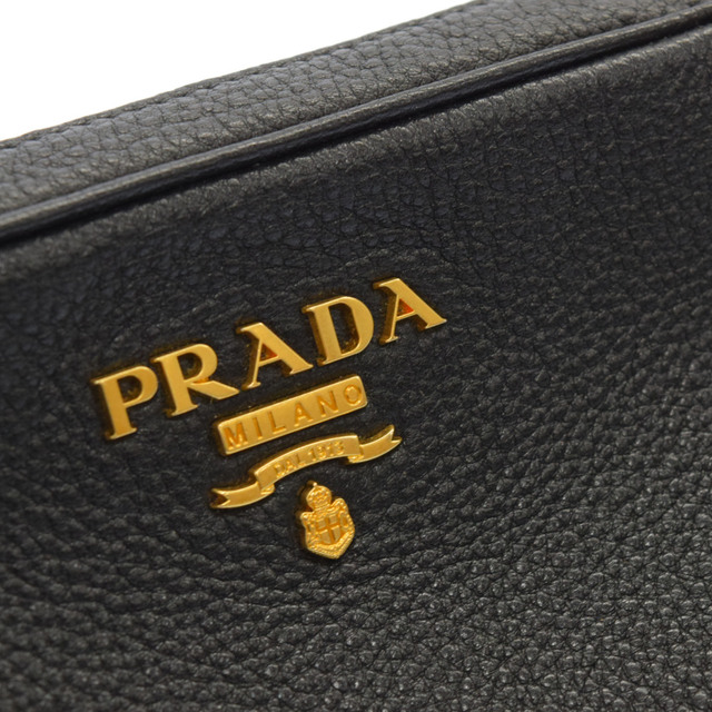 注目 プラダ PRADA - PRADA VITELLO 1BH079 ブラック ロゴデザイン