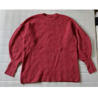 アメリヴィンテージ(Ameri VINTAGE)のAMERI WAFFLE LIKE PUFF SLEEVE KNIT レッド(ニット/セーター)