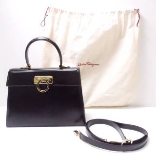 フェラガモ(Ferragamo)のSalvatore Ferragamo フェラガモ ガンチーニ 2WAYバッグ ブラック系 ショルダー/ハンド 鞄 AC1003W(ハンドバッグ)