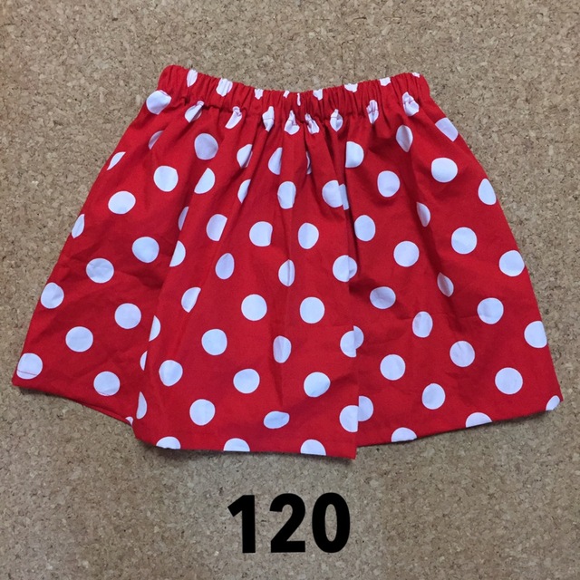 ハンドメイド キッズミニーちゃん風ドットスカート120 70〜130オーダー