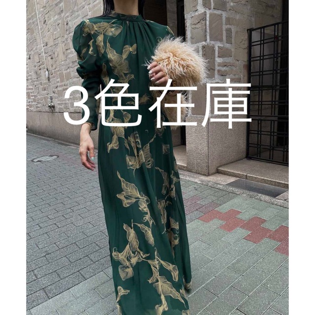 Ameri VINTAGE(アメリヴィンテージ)のUND CALLA FLOCKY DRESS レディースのワンピース(ロングワンピース/マキシワンピース)の商品写真