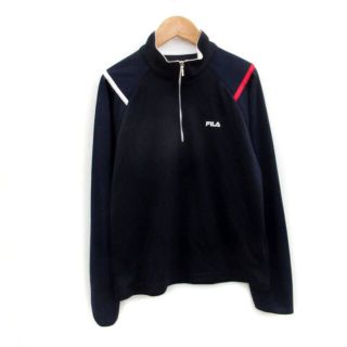 フィラ(FILA)のフィラ カットソー 長袖 ハーフジップ ロゴ メッシュ L ネイビー 紺(カットソー(長袖/七分))