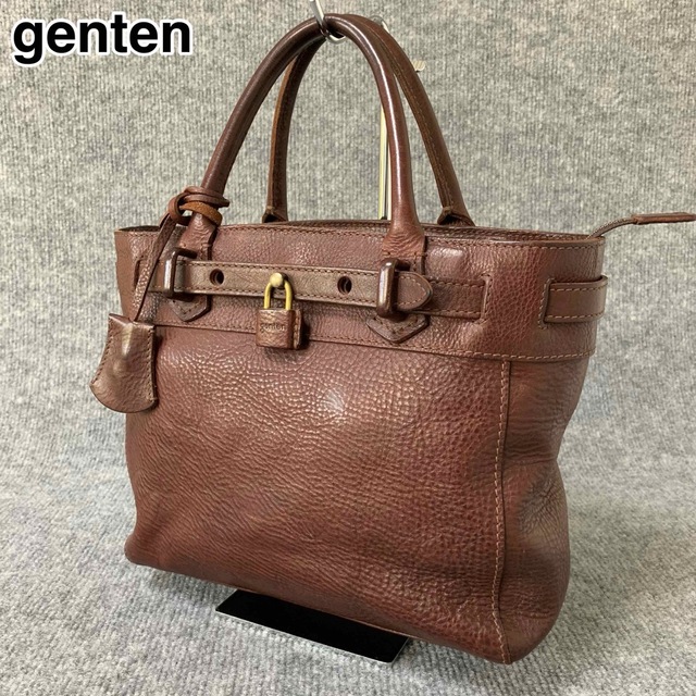 22S363 genten ゲンテン ハンドバッグ 本革 レザー - ハンドバッグ