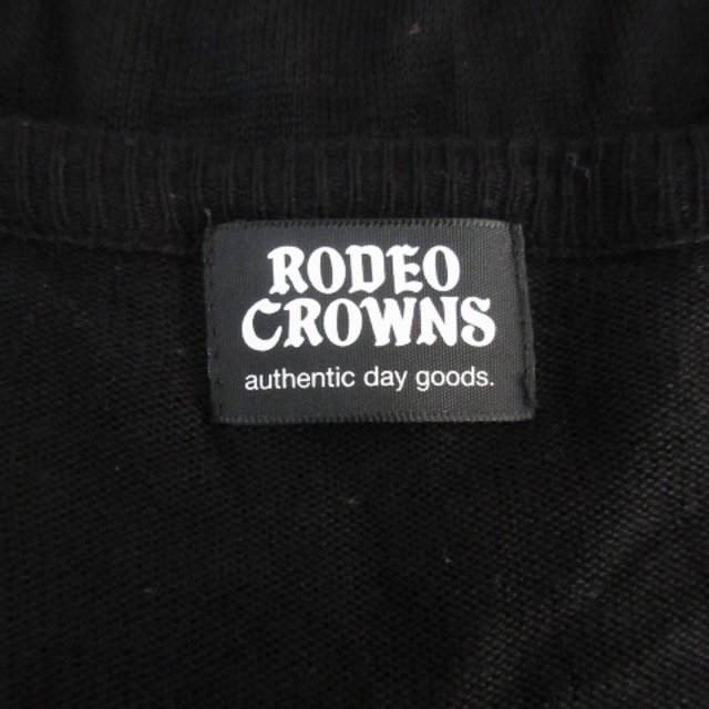 RODEO CROWNS(ロデオクラウンズ)のロデオクラウンズ ニットカーディガン 薄手 ミドル丈 ロゴ M 黒 /FF14 レディースのトップス(カーディガン)の商品写真