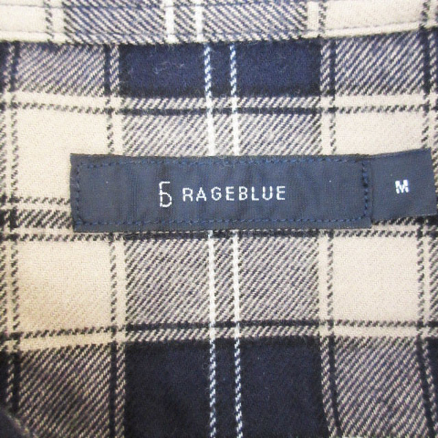 RAGEBLUE(レイジブルー)のレイジブルー カジュアルシャツ 長袖 チェック柄 M ベージュ 黒 /FF12 メンズのトップス(シャツ)の商品写真