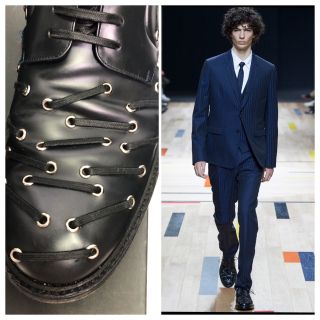 良品　15SS ディオールオム  ハトメデザインシューズ　42 Dior 黒