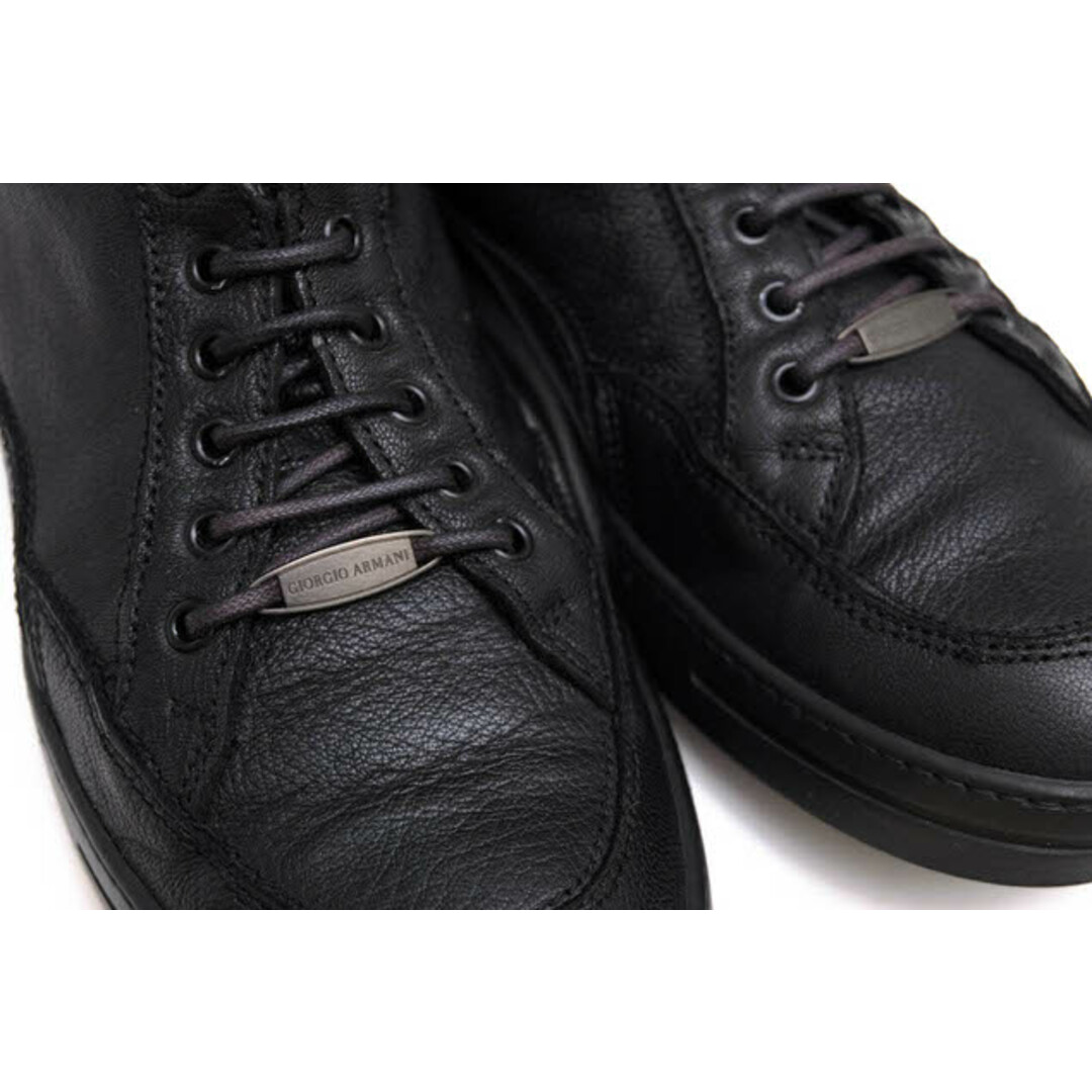 アルマーニ／GIORGIO ARMANI シューズ スニーカー 靴 ローカット メンズ 男性 男性用レザー 革 本革 ブラック 黒 XG0400  シボ革 シュリンクレザー