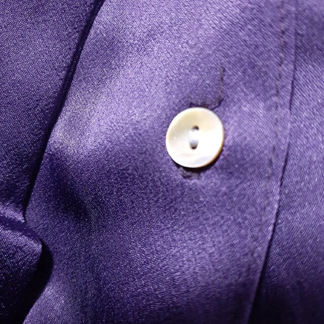 VAGI ヴィンテージ シャツ ブラウス 長袖 リボン付き　パープル色　トップス レディースのトップス(シャツ/ブラウス(長袖/七分))の商品写真