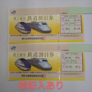 JR西日本株主優待割引券【誤記入しております】ご自身で訂正してご使用下さい(その他)