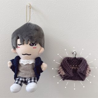 ジャニーズ(Johnny's)の♡ちびぬい♡ざっくり編みカーディガン【B】purple+smoky pink(アイドルグッズ)